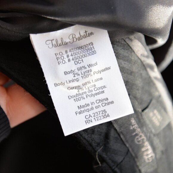 Aritzia Talula Babaton Black Wool Trousers Sz 6 - Picture 8 of 8